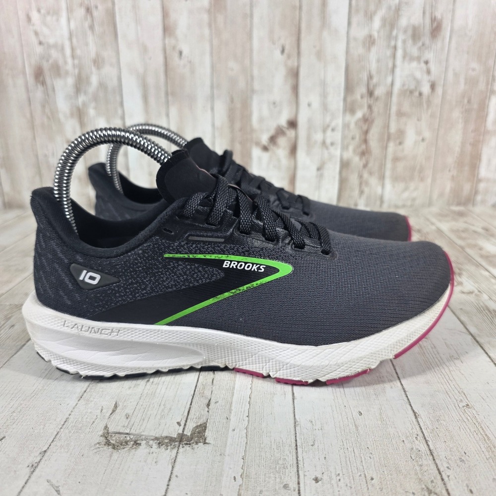 Brooks Launch 10 Womens Running Shoes Black Grey Lime Pink 1203981B074‎ Size 7